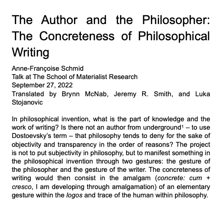 The Author and the Philosopher: The Concreteness of Philosophical Writing